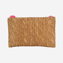 Load image into Gallery viewer, STRAW AND POM SNAP CLOSURE CLUTCH